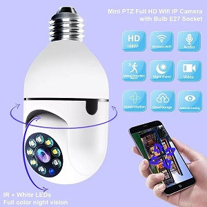 V380 Camera Wireless WiFi Security Camera Motion Detection Surveillance Light Bulb Camera Night Vision Mobile Detection Recorder Camera Super Monitor 1080p HD Camera Mini IP WiFi Camera