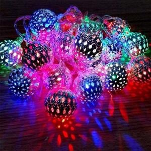 Multicolor Moroccan Metal Ball Fairy Light, Fairy lights 20pcs string lights Party Wedding Decoration